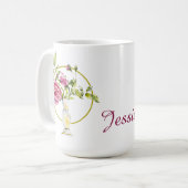 Mug Belles roses roses et vase roses (Devant gauche)