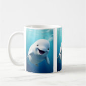 Mug Béluga Baleine Cartoon bleu vert océan Arctique (Gauche)