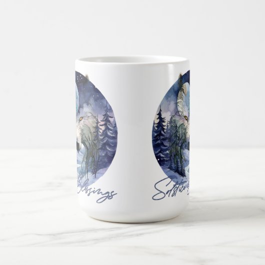 Mug Bénédiction solstice Wolf d'hiver Moonlight Woods (Centre)