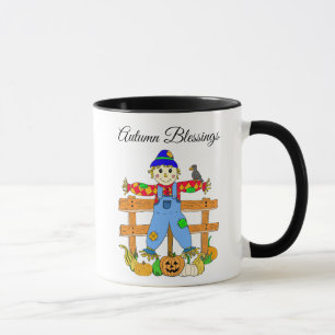 Mug Bénédictions d'automne Main tiré Scarecrow automne