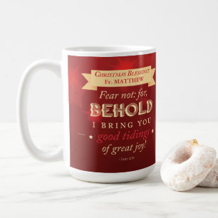 Mug Bénédictions de Noël pour Prêtre Étoiles Rouges et