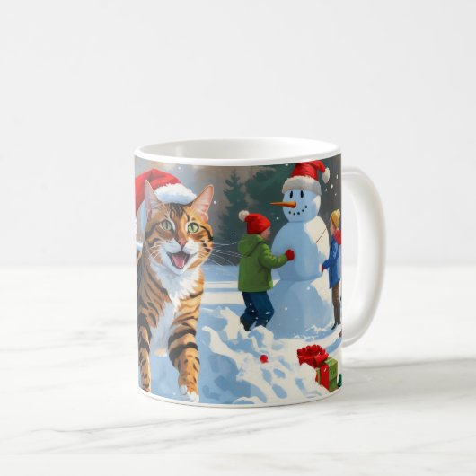 Mug Bengale Chat Noël Festive Scène de neige (Devant droit)
