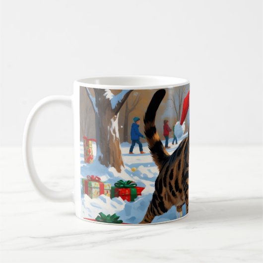 Mug Bengale Chat Noël Festive Scène de neige (Gauche)
