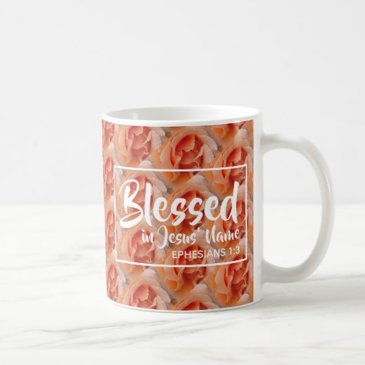 Mug BÉNI | Floral | Rose corail | Écriture (Droite)