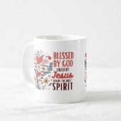 Mug Béni Par Dieu Aimé Par Jésus Floral Religieux (Devant gauche)