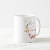 Mug Bénissez votre coeur (fleurs roses) (Devant droit)