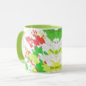 Mug BENJAMIN ~ Blanc Vert Rouge Rouge Jaune NOËL (Devant gauche)
