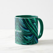 Mug BENJAMIN ~ Zany 3D Fractal ~ Bleu et vert (Devant droit)