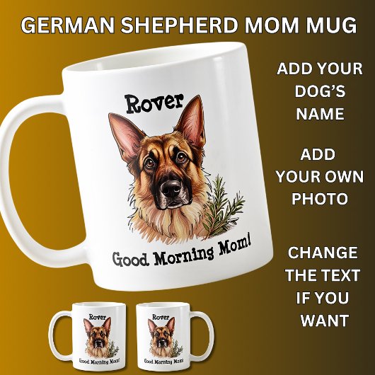 Mug Berger Allemand Ajouter Nom du chien, Changer de p