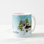 Mug Berger Allemand Argent Forêt d'hiver Nom (Devant droit)
