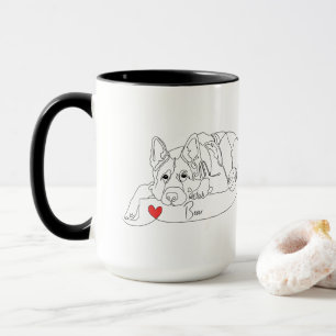 Mug Berger Allemand avec ballon ligne d'art avec nom