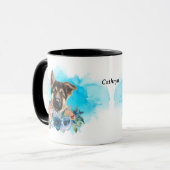 Mug Berger allemand Chiot bleu floral (Devant gauche)