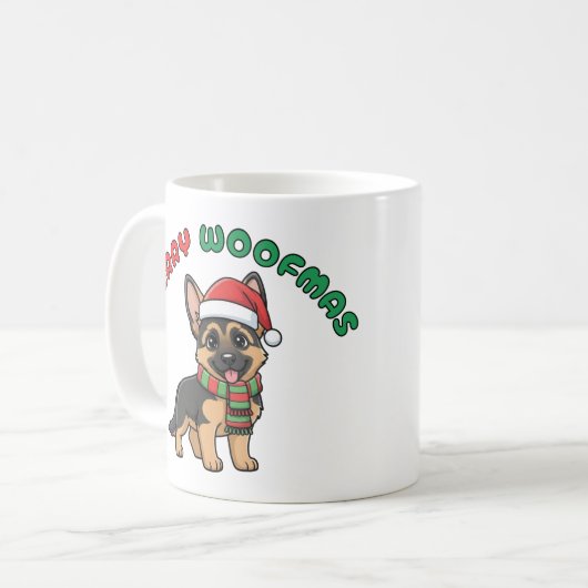 Mug berger allemand de Noël : Joyeuses Woofmas (Devant gauche)