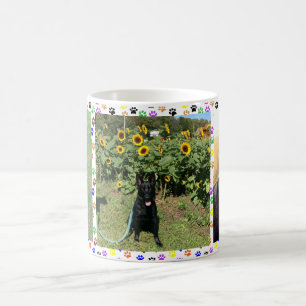Mug Berger allemand noir avec des tournesols et jouets