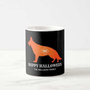 Mug Berger allemand orange Happy Halloween Nom de fami