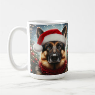 Mug Berger allemand portant le chapeau de Père Noël et