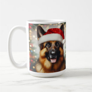 Mug Berger Allemand portant un chapeau de Père Noël