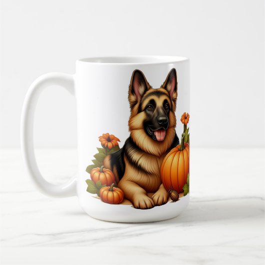 Mug Berger allemand reposant avec Citrouilles et fleur (Gauche)