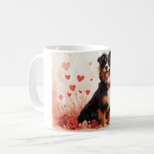 Mug Berger australien avec Rose - Saint Valentin (Devant gauche)