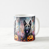 Mug Berger belge Halloween avec citrouilles effrayant (Devant droit)