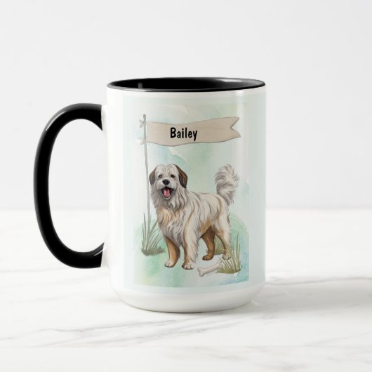 Mug Berger des Pyrénées Aquarelle Chien Personnalisé (Gauche)
