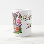 Mug Berger des Shetland avec Fleurs et Papillons (Centre)