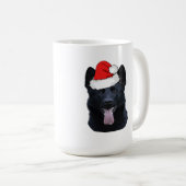 Mug Berger noir allemand avec chapeau de Santa (Devant droit)