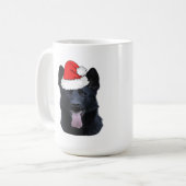 Mug Berger noir allemand avec chapeau de Santa (Devant gauche)