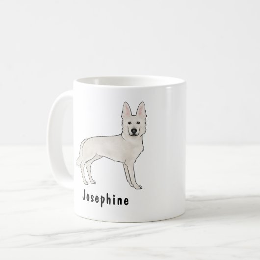 Mug Berger Suisse blanc GSD mignon chien avec nom (Devant gauche)