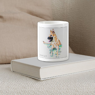 Mug Bergère allemand Malinois personnalisé à l'aquarel