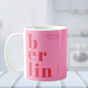 Mug Berlin Allemagne typographie rose rouge