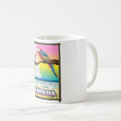 Mug Bermudes Paraside. Bouton d'oreiller à lancer T-sh (Devant droit)