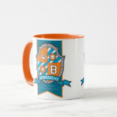Mug Bernardo lettre B crête orange nom signifiant muqu (Devant gauche)