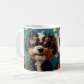 Mug Bernedoodle avec coeur Roses Saint-Valentin (Devant gauche)
