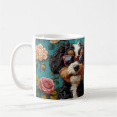 Mug Bernedoodle avec coeur Roses Saint-Valentin (Gauche)