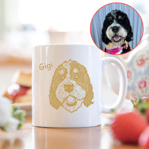 Mug Bernedoodle Chien Dessin Personnalisé À La Main