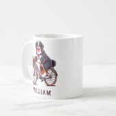 Mug Bernese Dog Biker, Vélo aventure Nom Customisé (Devant gauche)