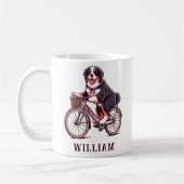 Mug Bernese Dog Biker, Vélo aventure Nom Customisé (Gauche)