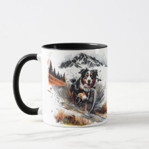 Mug Bernese Mountain Dog Biking Dans Les Montagnes