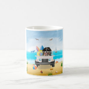 Mug bernese mountain Dog Driving on Beach
