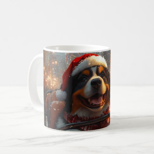 Mug Bernois Mountain Dog Roller Dessous de verre Noël (Devant gauche)