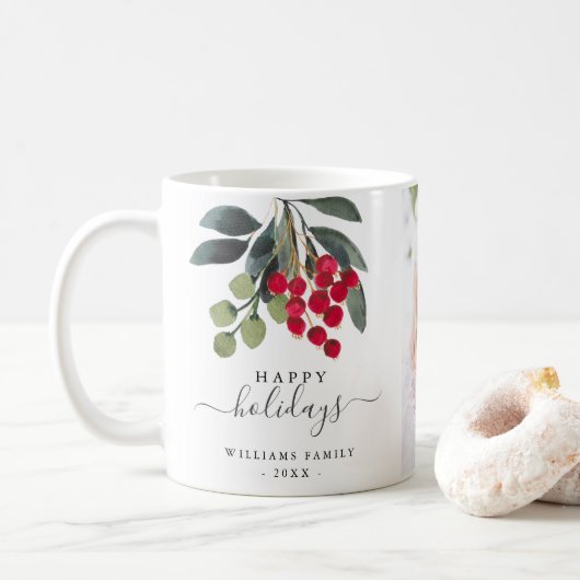 Mug Berries rouges verdure Joyeuses vacances Photo per (Avec donut)