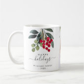 Mug Berries rouges verdure Joyeuses vacances Photo per (Gauche)