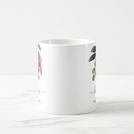 Mug Berries rouges verdure Joyeuses vacances sur mesur (Centre)