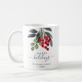 Mug Berries rouges verdure Joyeuses vacances sur mesur (Gauche)