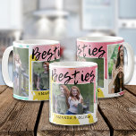 Mug Besoins modernes Meilleurs Amis Noms 3 Photo Colla<br><div class="desc">Photo Tasse à café avec typographie Besties et une impression abstraite colorée d'aquarelle. Personnalisez avec des noms et 3 photos des meilleurs amis pour toujours pour en faire un souvenir mémorable.</div>