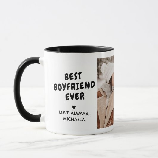 Mug Best Boyfriend Ever 2-Photo Collage Custom Message (Gauche)