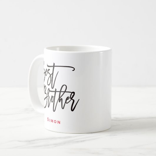 Mug Best Brother Black Script Typographie Rouge Nom Ca (Devant gauche)