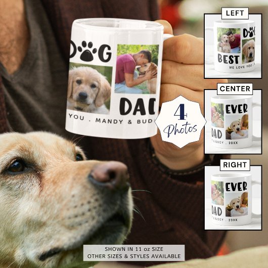 Mug BEST CHIEN DAD JAMAIS Collage photo Personnalisé