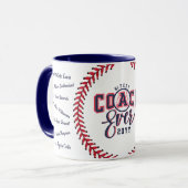 Mug Best Coach Ever Gift Baseball Team Signature Names (Devant gauche)